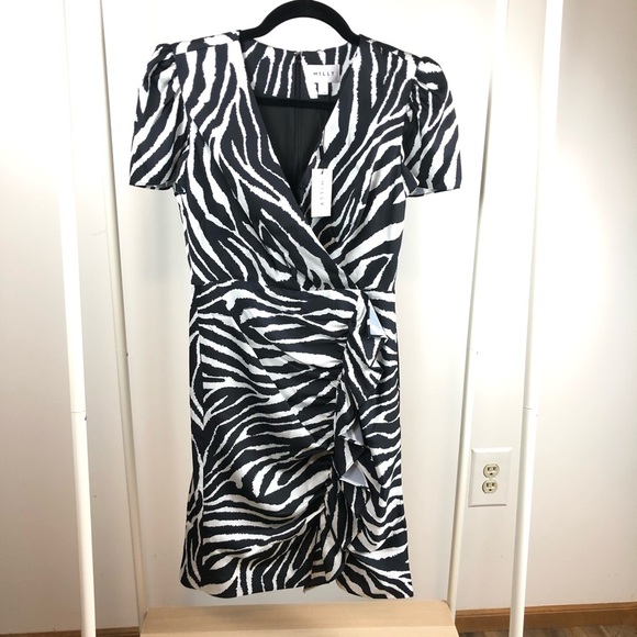 NWT Milly Esme Zebra Print Faux Wrap Dress - Picture 6 of 14